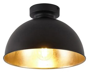 Smart plafondlamp met dimmer zwart met goud 28 cm incl. Wifi A60 - Magnax Industriele / Industrie / Industrial E27 rond Binnenverlichting Lamp