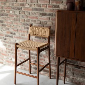 Dutchbone Cecile Houten Frame Barkruk Walnut