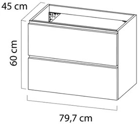 Tiger Loft badkamermeubel 80cm chalet eiken met mat zwarte wastafel