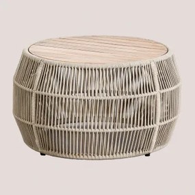 Ronde Salontafel Ø80cm Van Acaciahout Krot Beige – Crème - Sklum