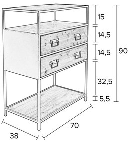 Ladenkast Metaal En Hout - 70x38x90cm.