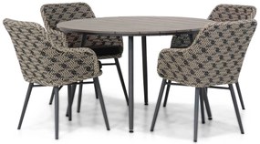 Tuinset Ronde Tuintafel 4 personen 125 cm Wicker Taupe  Lifestyle Garden Furniture Crossway/Matale