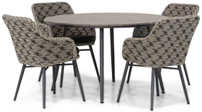 Tuinset Ronde Tuintafel 4 personen 125 cm Wicker Taupe Lifestyle Garden Furniture Crossway/Matale