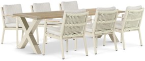 Tuinset 6 personen 240 cm Aluminium/rope Taupe Coco Sevilla/Cardiff