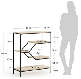 Kave Home Push Open Metalen Houten Kast Zwart - 80x35x93.5cm.