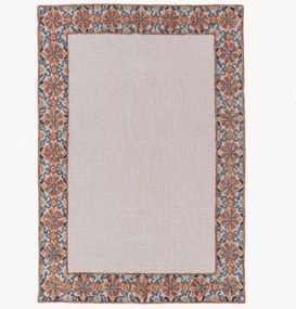 Handgetuft laagpolig wollen vloerkleed Myla Floral Frame