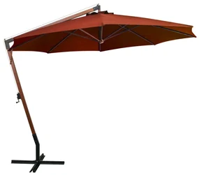 vidaXL Zweefparasol met paal 3,5x2,9 m massief vurenhout terracotta
