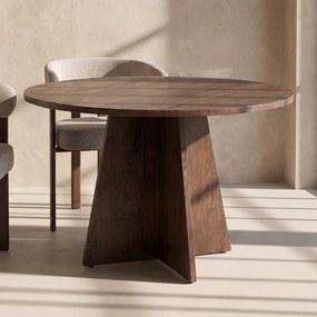 Ronde Eettafel Met Kruisvoet Bruin - 110 X 110cm.