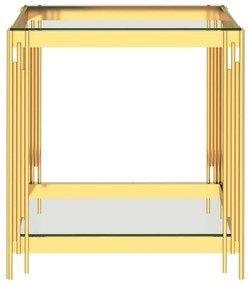 vidaXL Salontafel 55x55x55 cm roestvrij staal en glas goudkleurig