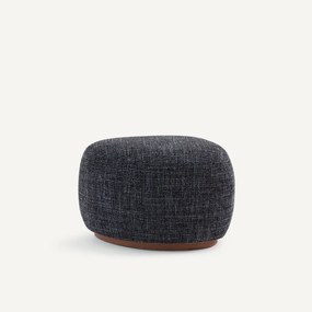 Voetsteun, stoffen poef en onderstel van massief notenhout, JERRY