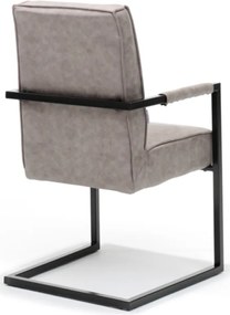 Eetkamerstoel - Andries - Lederlook Soft Pebble - Met armleuning