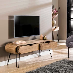 Mango Hout Tv-meubel Met Ronde Hoeken - 135x35x50cm.