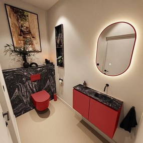 MONDIAZ TURE-DLUX 80cm toiletmeubel Fire. EDEN wastafel Lava positie rechts. Zonder kraangat. TUREDX80FIRR0LAV