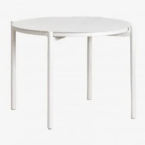 Ronde Tuintafel Ø110 Cm In Aluminium Elton Gardenia Wit - Sklum