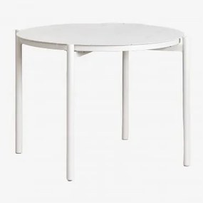 Ronde Tuintafel Ø110 Cm Van Aluminium Elton Gardenia Wit - Sklum