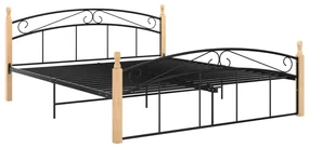 vidaXL Bedframe metaal en massief eikenhout zwart 160x200 cm