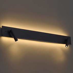 Moderne wandlamp zwart 2-lichts incl. LED met backlight en USB-C - Longly