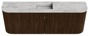 Mondiaz Joya DLux 115cm toiletmeubel ronding links/rechts walnut met wastafel faye midden zonder kraangat glace