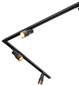 Modern railsysteem met 5 Spot / Opbouwspot / Plafondspots zwart met donker brons 1-fase - Iconic Kohua Modern GU10 Binnenverlichting Lamp