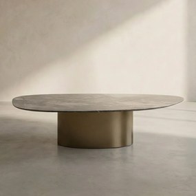 Salontafel Marmerlook Ovaal Bruin - 120 X 60cm.