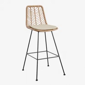 Hoge Kruk In Gouda Natural Synthetisch Rotan Natuurlijk & Zwart & ↑75 Cm & Beige – Crème - Sklum