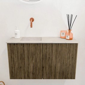 Mondiaz Joya DLux 70cm toiletmeubel dusk met wastafel faye links zonder kraangat ostra