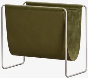 Dravena Vloertijdschrifthouder Van Leer En Roestvrij Staal Leger Groen - Sklum