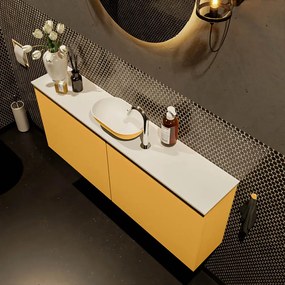 Mondiaz Fowy toiletmeubel 120cm ocher met gele waskom midden en kraangat