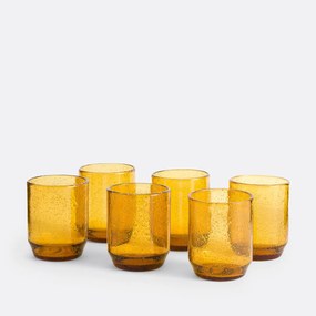 Set van 6 glazen bekers met bubbels, Faraji