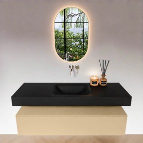 Zaro Alan badmeubel 140cm sand 1 lade met vrijhangende wastafel cloud midden zonder kraangat urban