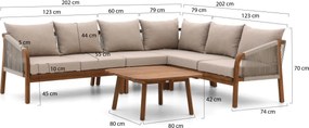 Hoek loungeset Bellagio | 6 personen | Loungeset Natural Teak | Hoekbank Teakhout | Kees Smit Tuinmeubelen