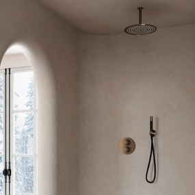 Saniclear Antique Pro inbouw regendouche rond met 20cm hoofddouche en plafondarm verouderd messing
