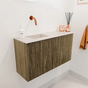 Mondiaz Joya DLux 80cm toiletmeubel ronding rechts dusk met wastafel faye links zonder kraangat meli