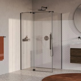 Brauer Stellar douchecabine met draaideur 120x80cm gunmetal geborsteld PVD