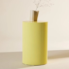 Geribbelde Bijzettafel Geel - 31 X 31cm.