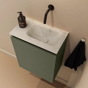 Mondiaz Ture DLux toiletmeubel 40cm army met wastafel opalo rechts zonder kraangat