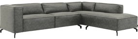 Goossens Bank Calvin grijs, micro leer, 3,5-zits, modern design met ligelement rechts