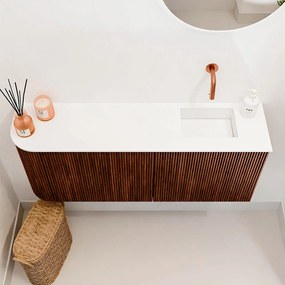 Mondiaz Joya 100cm toiletmeubel ronding links ruby met wastafel faye rechts zonder kraangat talc