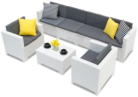 Technorattan set met verlengde bank Colorado Coffee 6 Max wit Bica