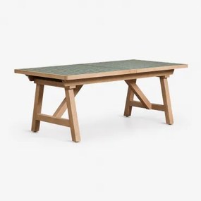 Rechthoekige Uitschuifbare Tuin Tafel 200-260-320x100 Cm Van Acaciahout Dubai Donkergroen - Sklum