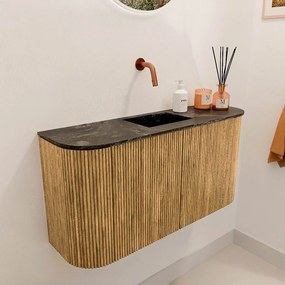 Mondiaz Joya DLux 85cm toiletmeubel ronding links/rechts oak met wastafel faye midden zonder kraangat lava