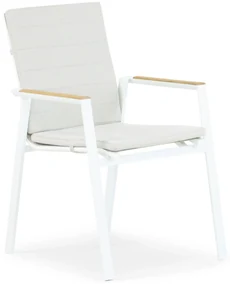 Tuinstoel stapelbaar Aluminium/textileen Wit Lifestyle Garden Furniture Fiora  met kussen