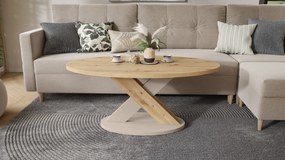 Mazzoni LOXA Artisan Eiken / Kasjmier - OVALE SALONTAFEL 120x65 cm