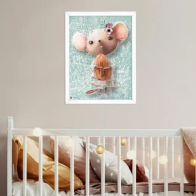 INSPIO Schilderijen voor aan de muur in de kinderkamer - Muisje