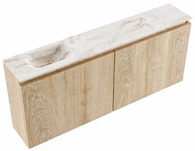 Mondiaz Ture DLux toiletmeubel 120cm washed oak met wastafel frappe links met kraangat