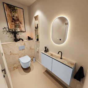 Mondiaz Ture DLux toiletmeubel 100cm clay met wastafel frappe midden met kraangat