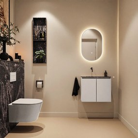 Mondiaz Ture DLux toiletmeubel 60cm linen met wastafel lava links zonder kraangat