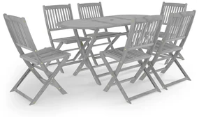 vidaXL 7-delige Tuinset massief acaciahout grijs
