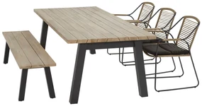 4 Seasons Outdoor | Scandic tuinset met Derby tafel 240 cm met sportbench Tuintafel houtkleur weerbestendig