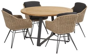 Taste by 4 Seasons Bohemian dining set met Basso tafel Ø130 cm  Tuinset    beige weerbestendig